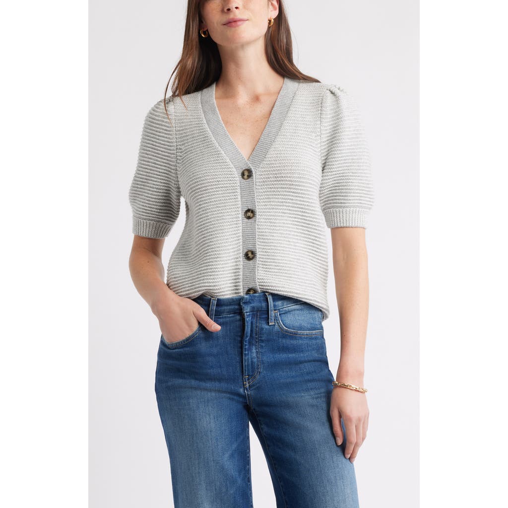 Caslonr Caslon(r) Links Puff Sleeve Wool Blend Cardigan In Blue