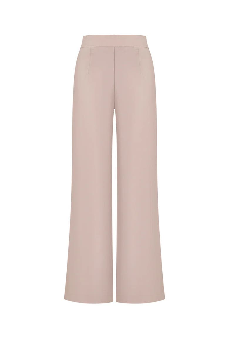 Bias-Cut Flared Pants With Slip Detail, Alternate, color, Cappuccino