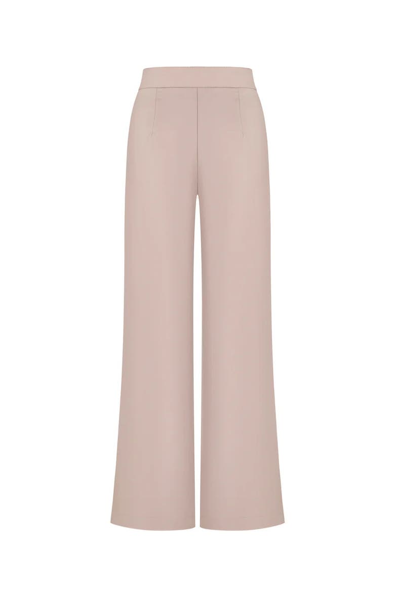Malva Florea Bias-Cut Flared Pants With Slip Detail, Alternate, color, Cappuccino