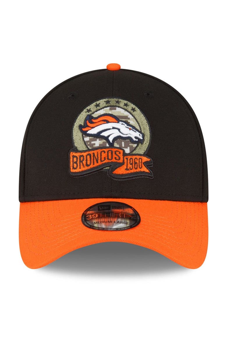 Men's New Era Black/Orange Denver Broncos 2022 Salute To Service 39THIRTY Flex Hat, Alternate, color, Black
