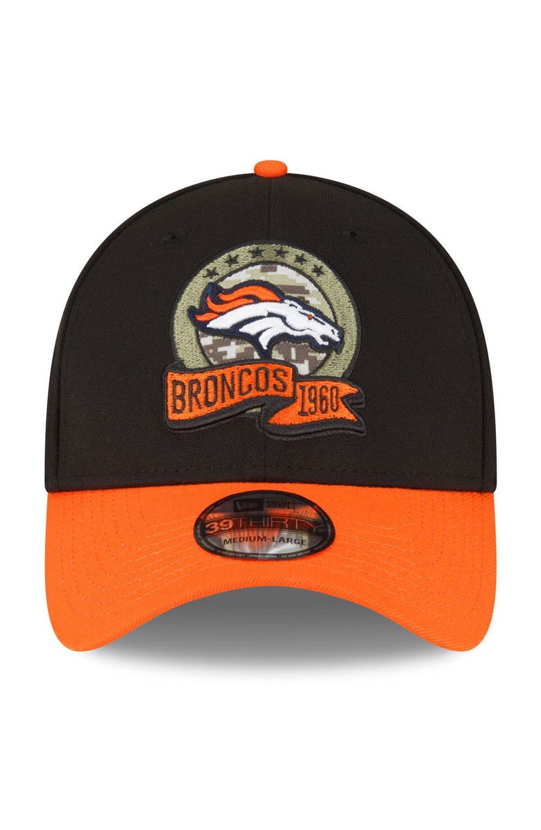 New Era Men's New Era Black/Orange Denver Broncos 2022 Salute To Service 39THIRTY Flex Hat, Alternate, color,