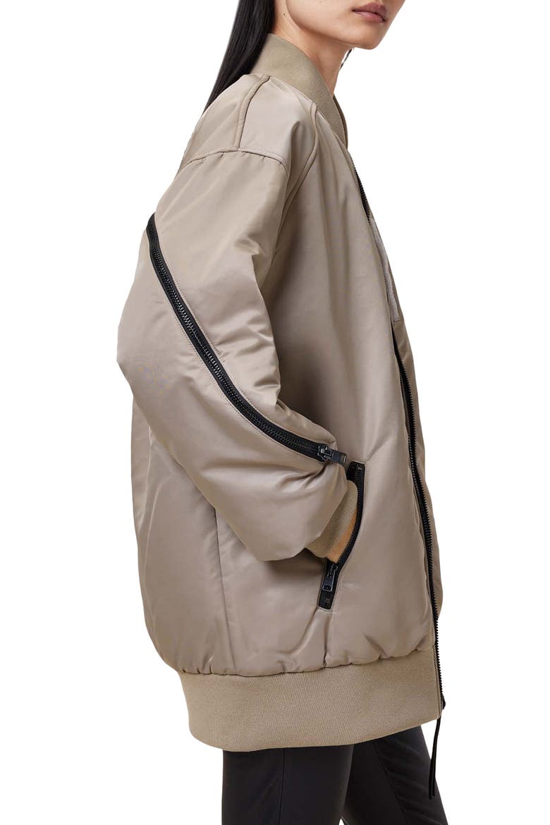 Shazna Oversize Bomber Jacket, Alternate, color, NOUGAT TAUPE