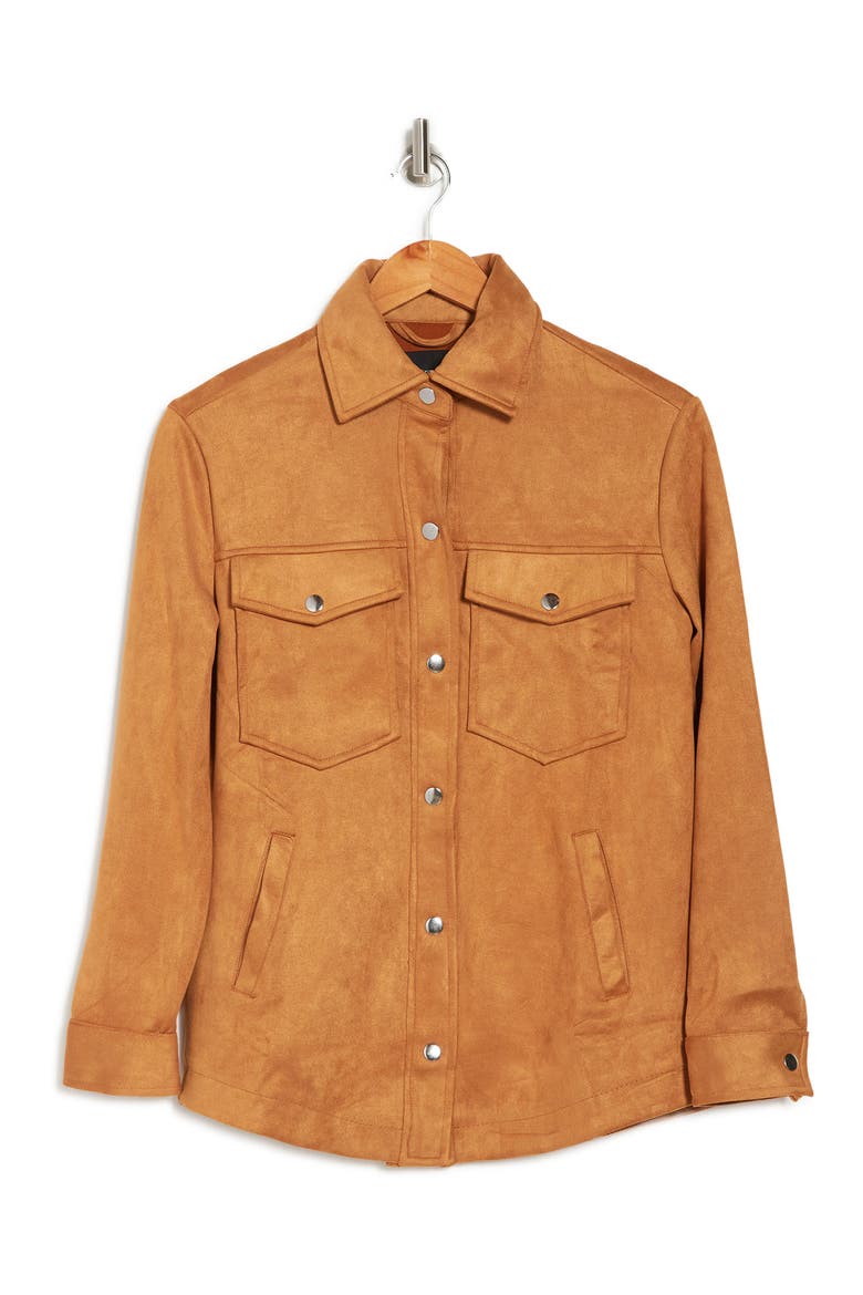 OOKIE AND LALA Faux Suede Shacket, Alternate, color, LUGGAGE