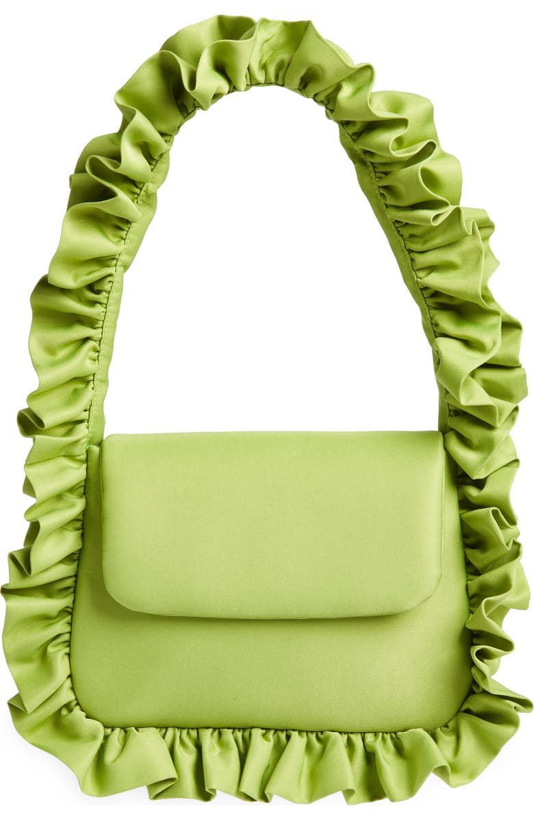 Baggy London Baguette Flap Denim Shoulder Bag, Main, color, Olive Green