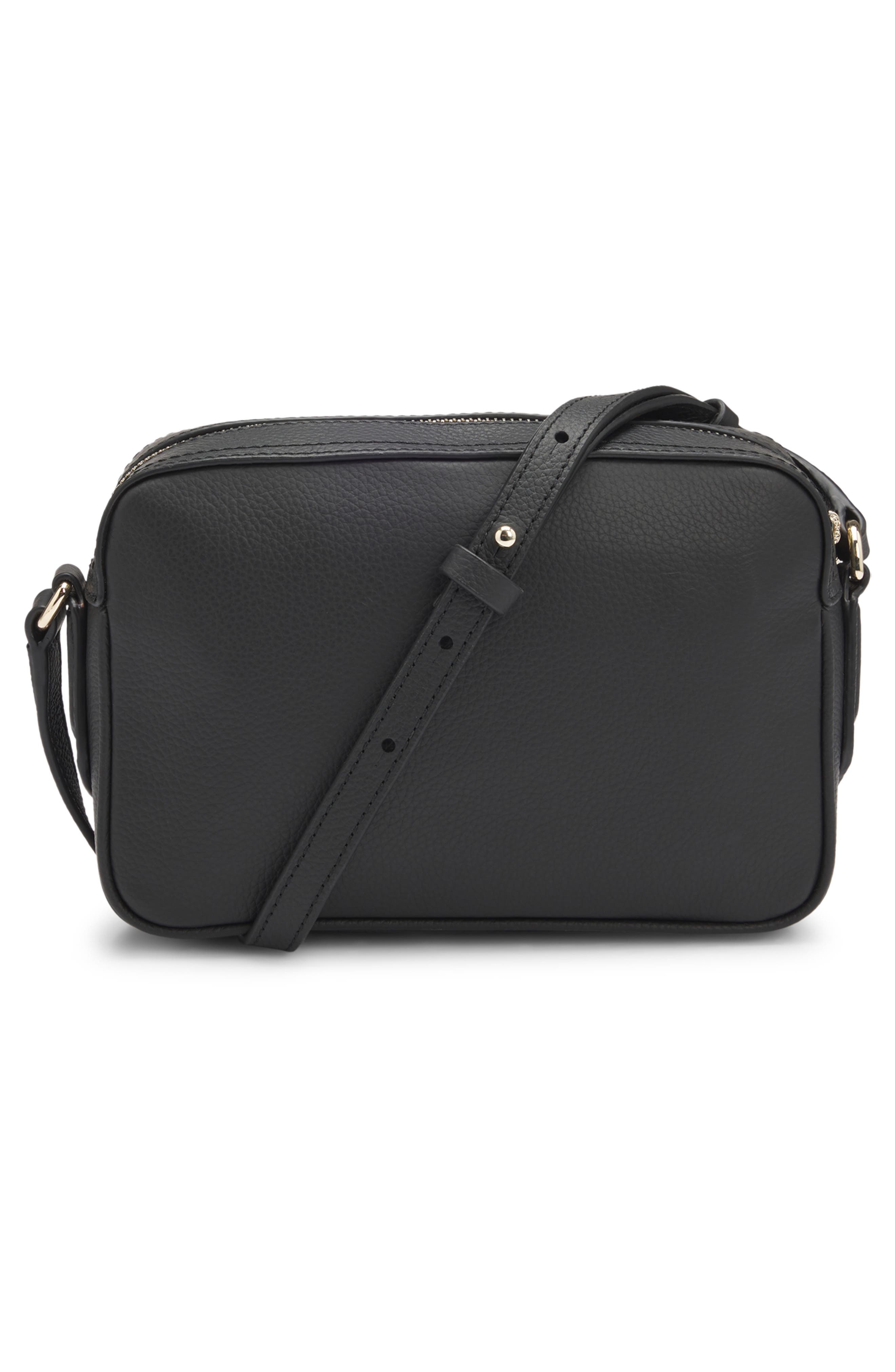 HUGO Lenah Leather Crossbody Bag, Alternate, color, Black