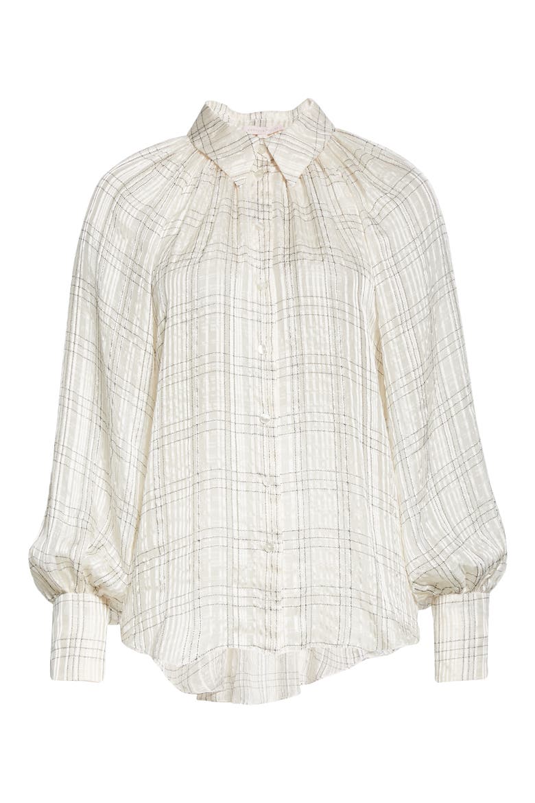 Jules Textured Plaid Silk Blouse, Alternate, color, VANILLA COMBO
