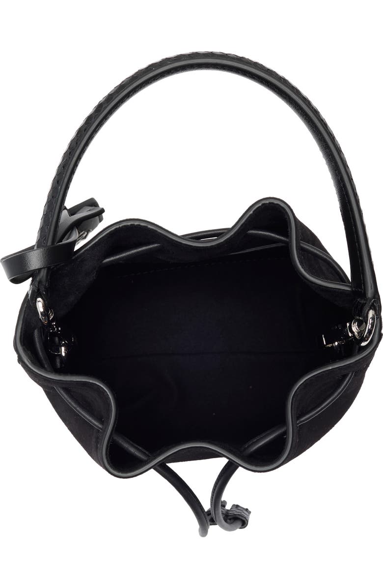 Stuart Weitzman Mini Rae Suede Bucket Bag, Alternate, color, Black