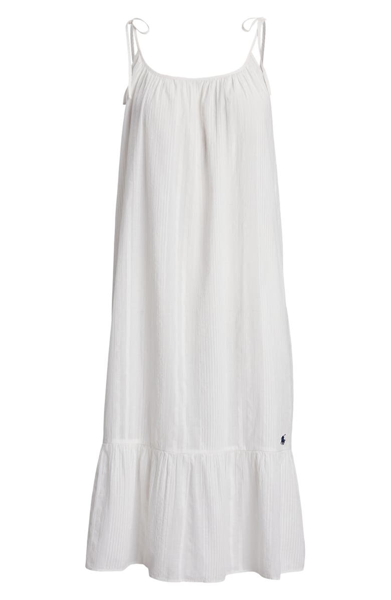 Polo Ralph Lauren Cotton Poplin Tiered Nightgown, Alternate, color, White Cloud