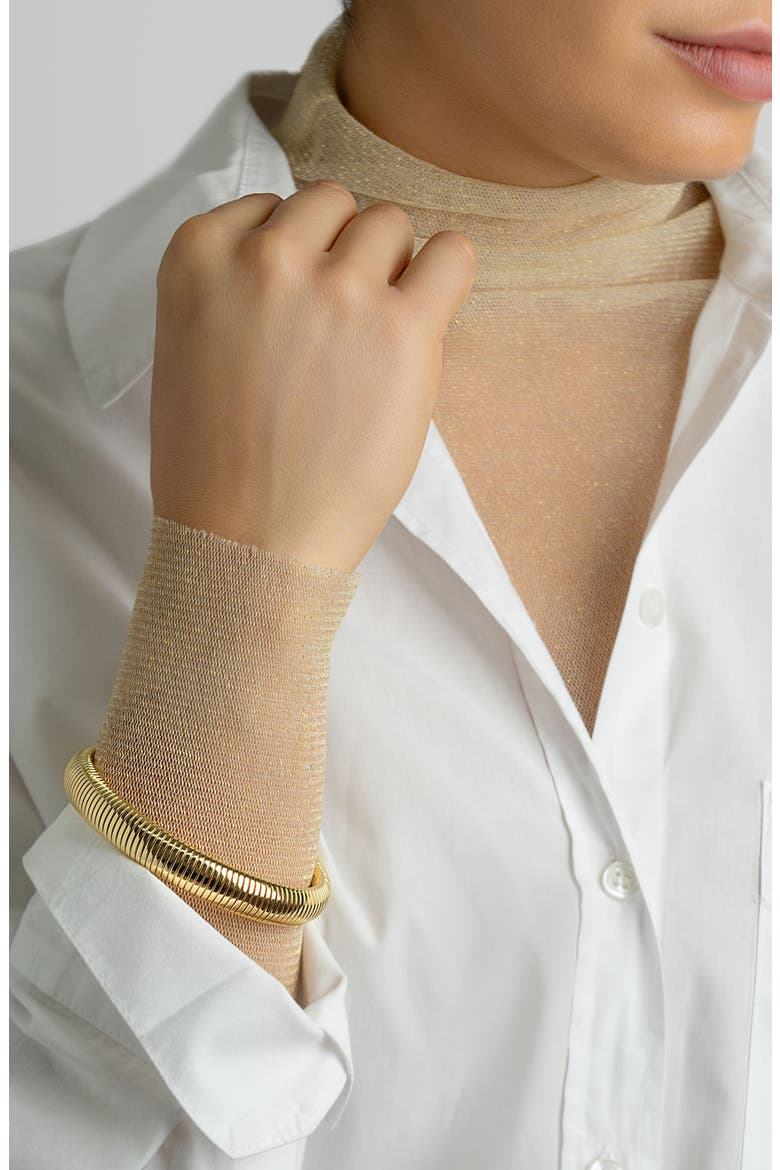 Set of 2 Omega Stretch Bracelets, Alternate, color, GOLD