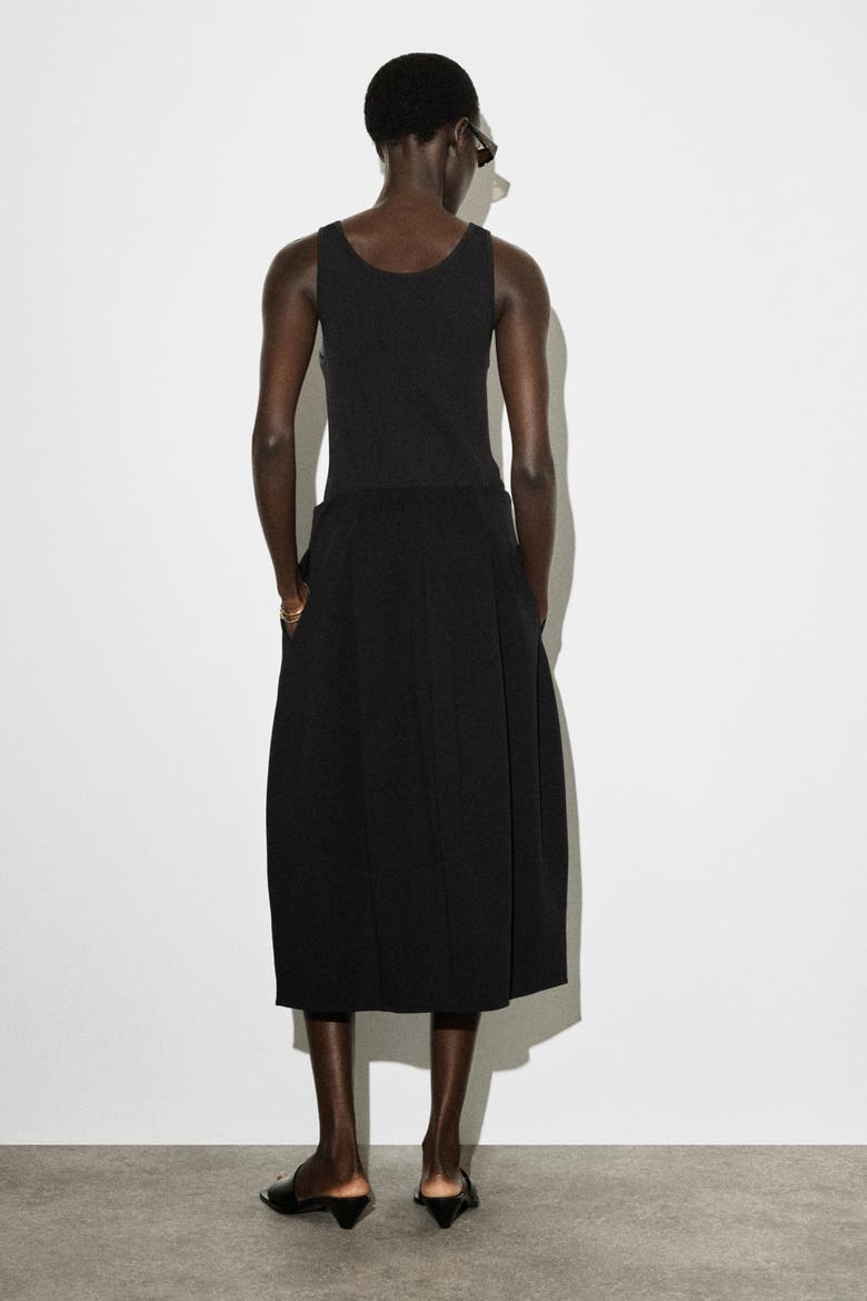 Sculptural Jersey Midi Skirt, Alternate, color, BLACK