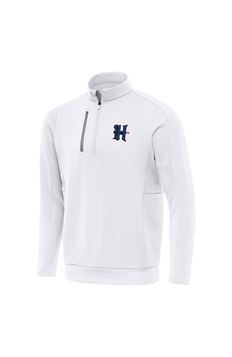 ANTIGUA Men's Antigua White Houston Texans Generation Quarter-Zip Pullover Top, Main, color, 