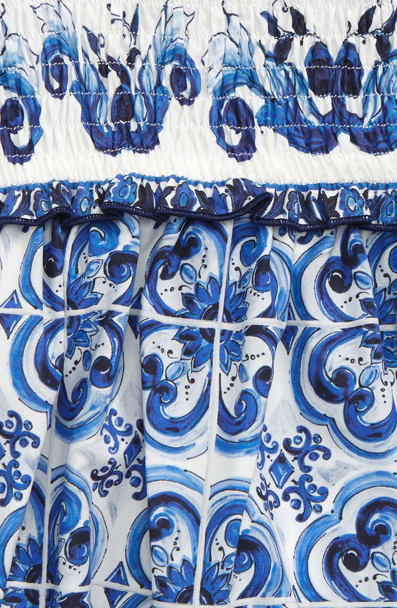 Dolce&Gabbana Majolica Print Cotton Romper, Alternate, color,