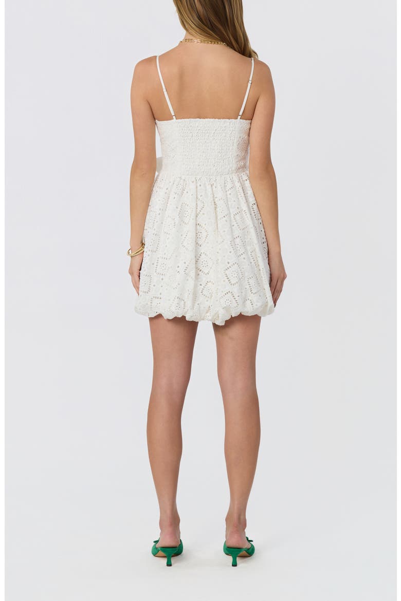 Aislinn Eyelet Bubble Hem Minidress, Alternate, color, WHITE