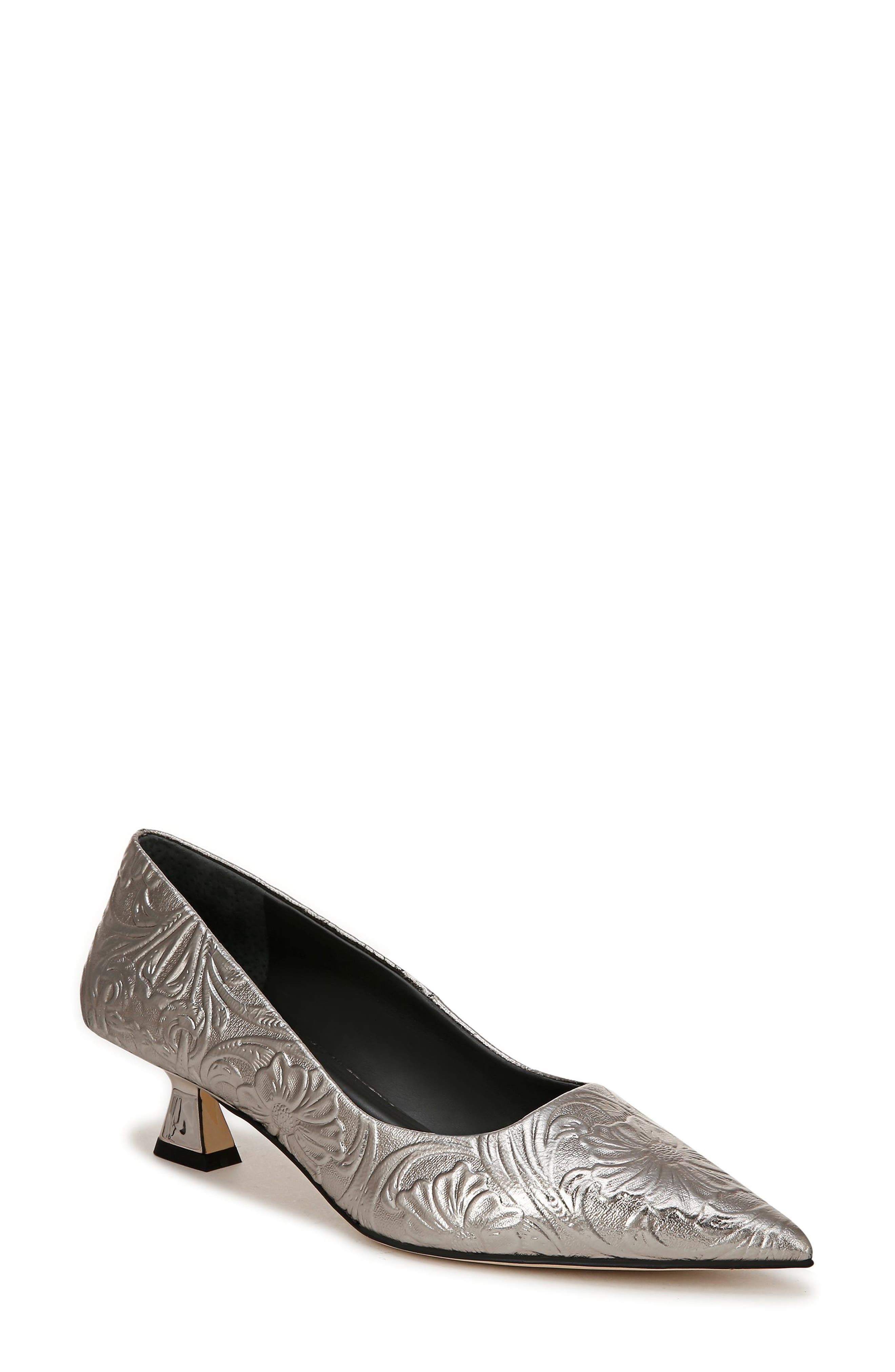 SARTO by Franco Sarto Diva Pointed Toe Kitten Heel Pump in Pewter 