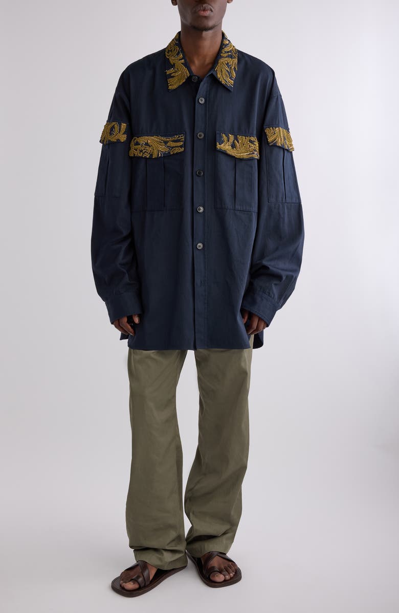 Dries Van Noten Crowsy Embellished Utility Shirt, Alternate, color, 