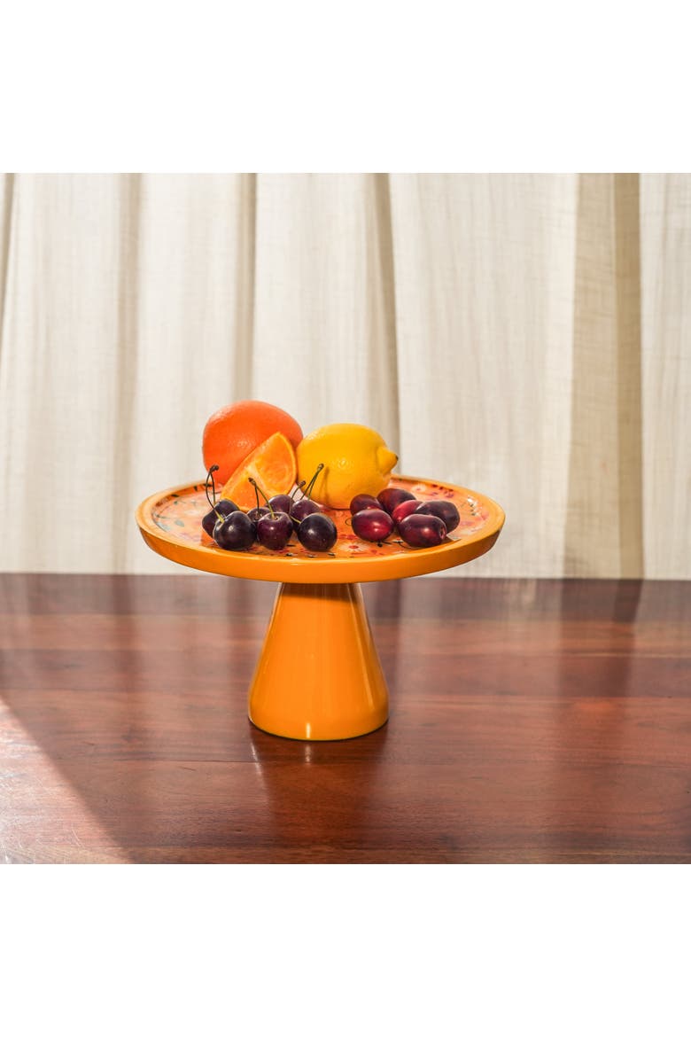 Sunburst Bloom Inlay Yellow Cake Stand, Alternate, color, Sunburst