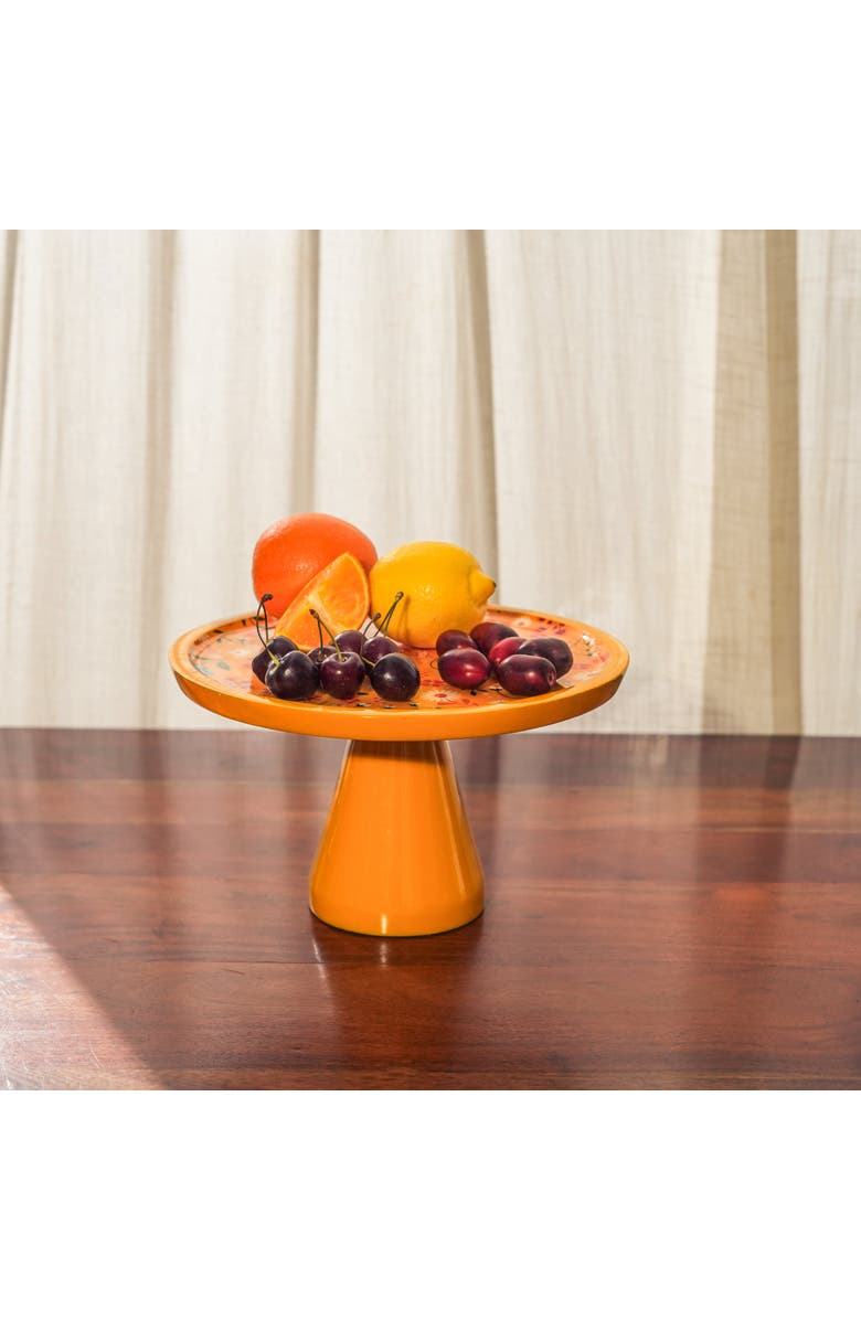 Mela Artisans Sunburst Bloom Inlay Yellow Cake Stand, Alternate, color, Sunburst