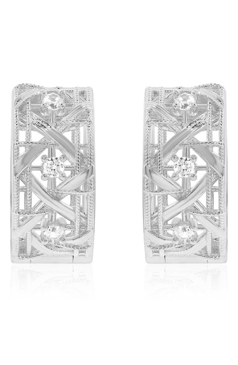 SUZY LEVIAN Golden Helix Cutout Huggie Hoops, Alternate, color, White