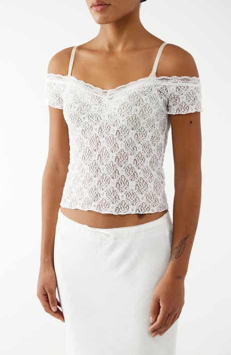 BDG Urban Outfitters Rhia Lace Cold Shoulder Top