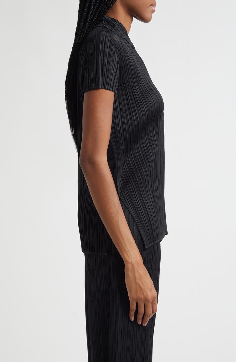 Pleats Please Issey Miyake Monthly Colors August Pleated Polo, Alternate, color, Black