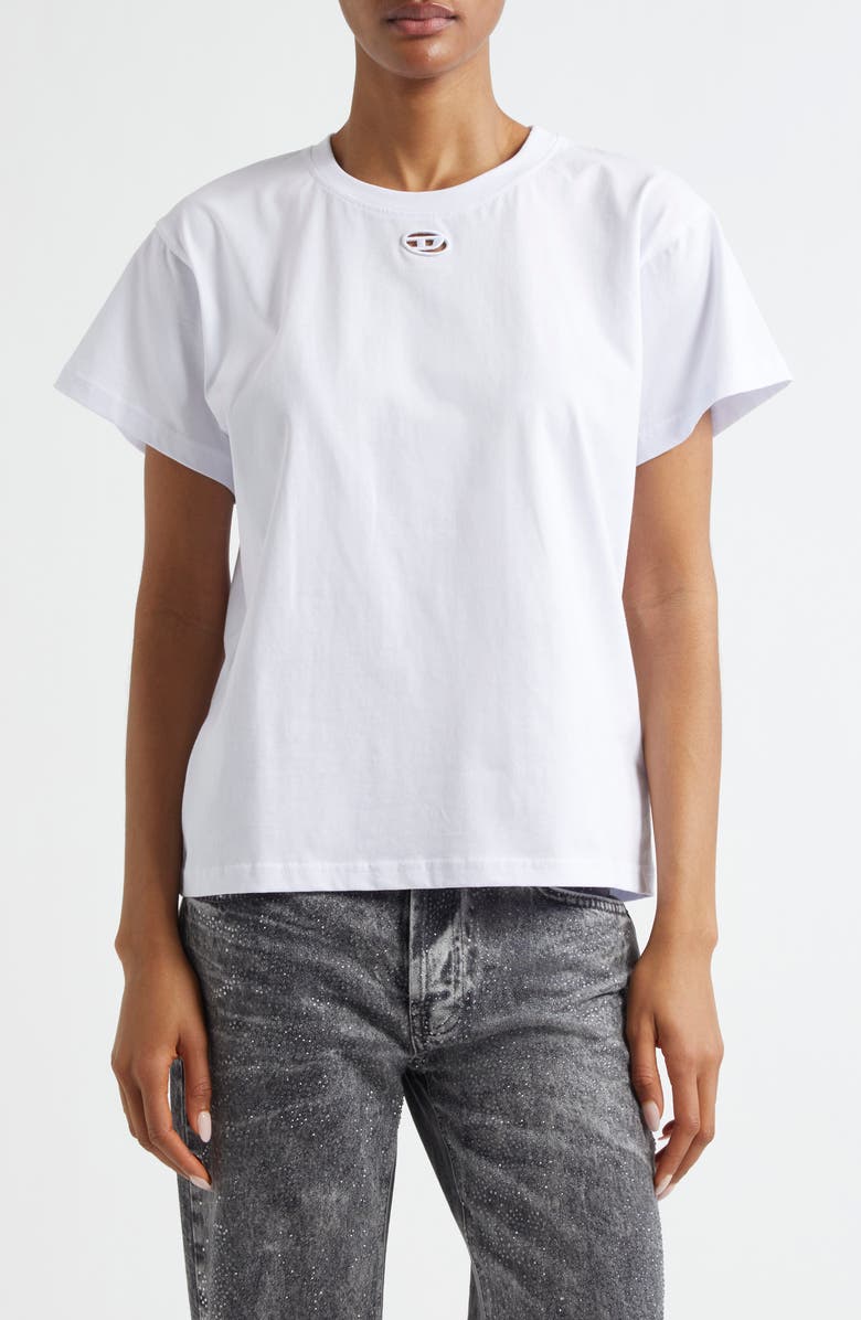 DIESEL<sup>®</sup> T-Marey Logo Cutout Cotton T-Shirt, Main, color, White