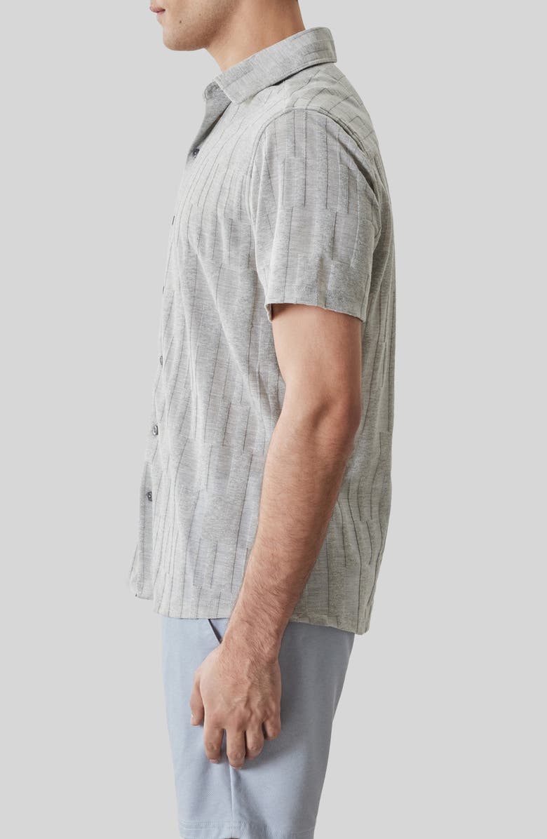 Robert Barakett Vessar Texture Knit Short Sleeve Button-Up Shirt, Alternate, color, Grey