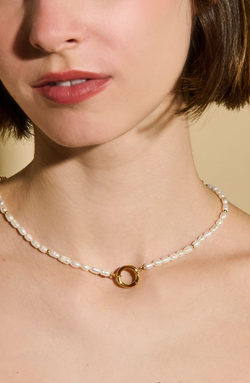 Little Sky Stone Pearl Energy Gemstone Necklace In Gold