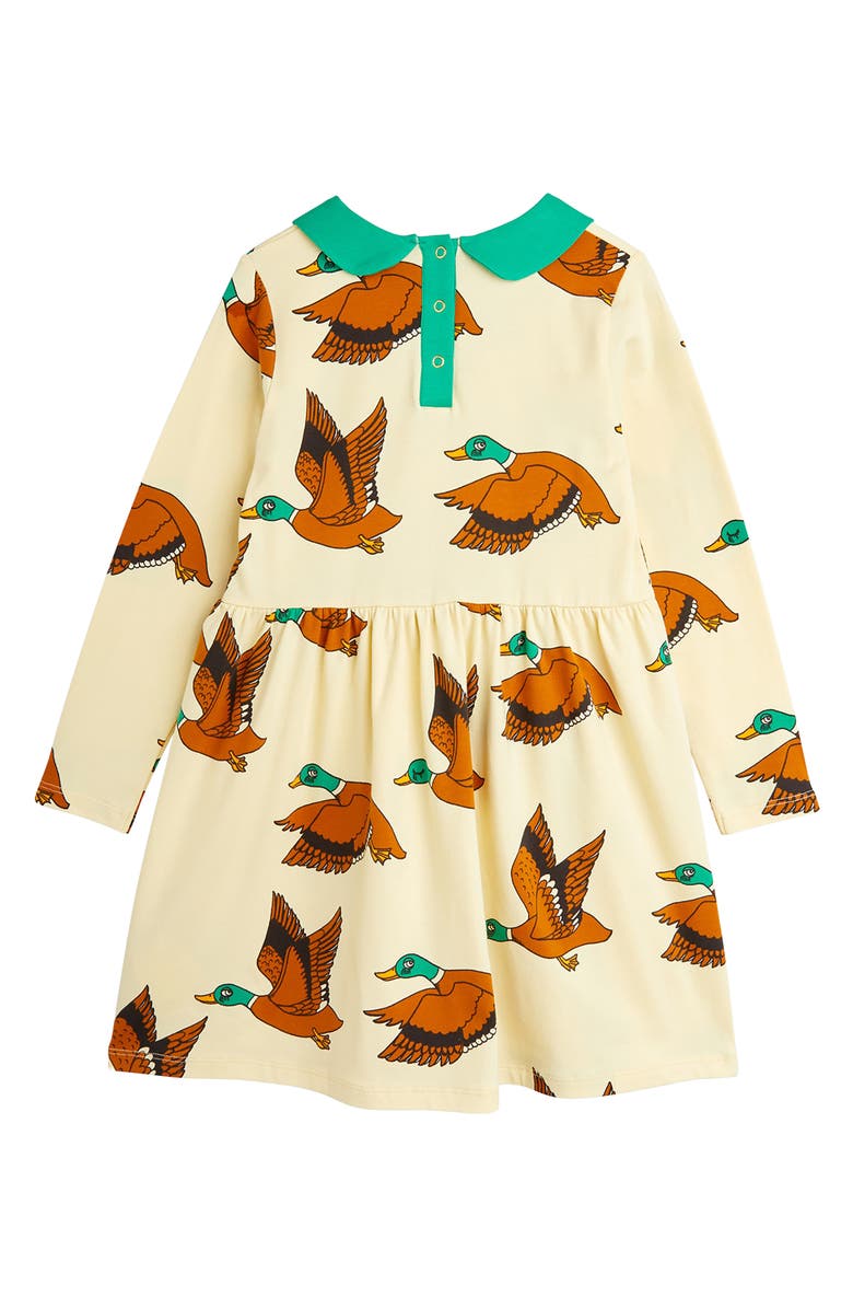 Mini Rodini Kids' Duck Print Long Sleeve Cotton Dress, Alternate, color, 