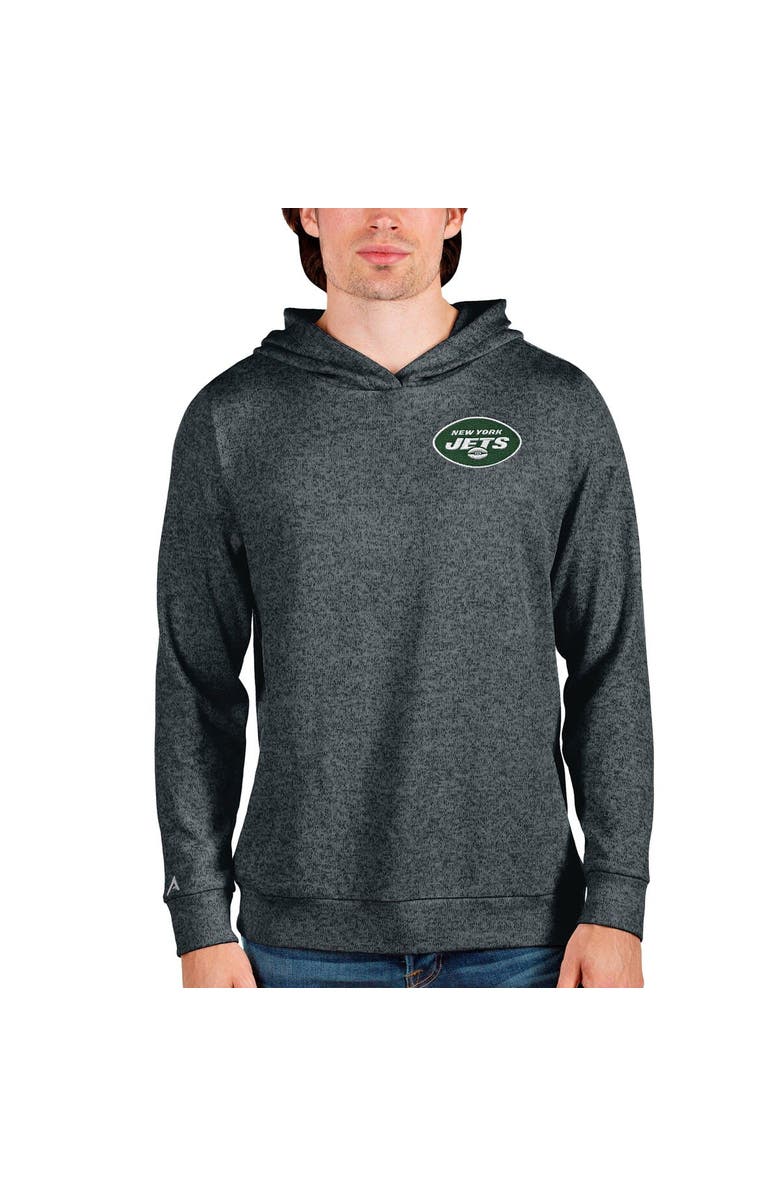ANTIGUA Men's Antigua Heathered Charcoal New York Jets Absolute Pullover Hoodie, Main, color,