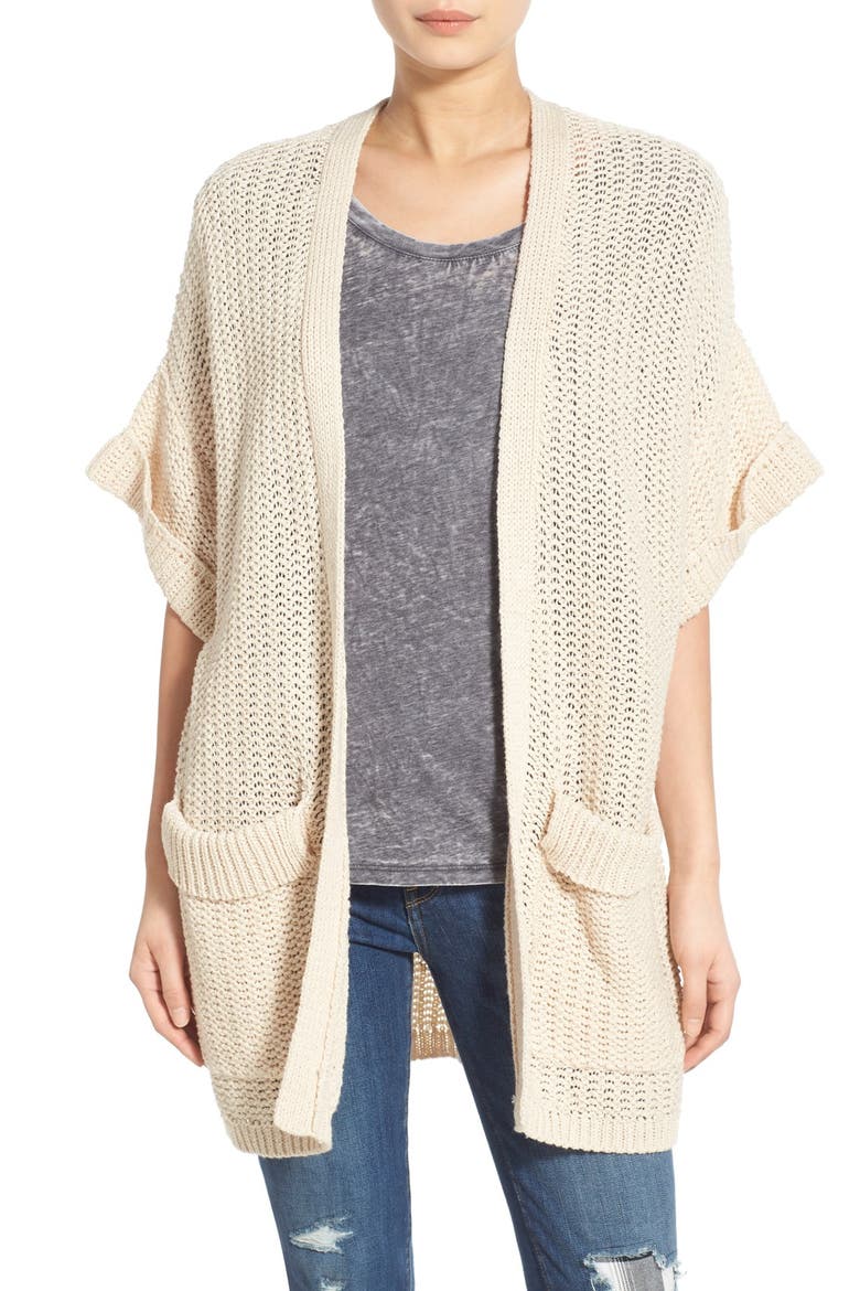 Open Front Cardigan, Main, color, IVORY BIRCH