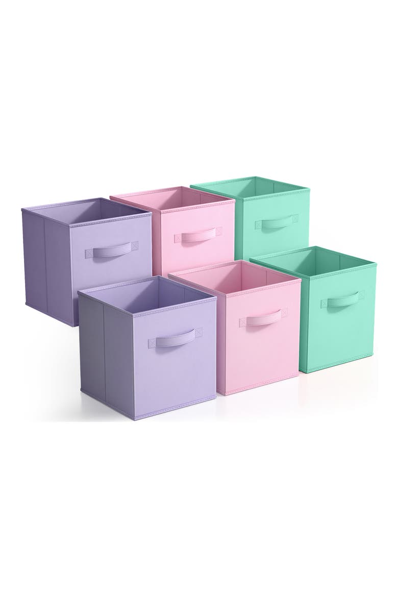 Assorted 6-Pack Collapsible Storage Cubes, Main, color, PASTEL PINK PURPLE TEAL