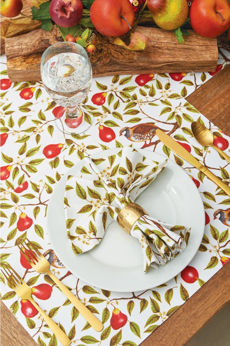 Partridge In A Pear Tree Printed Kitchen Towel, Alternate, color, Green
