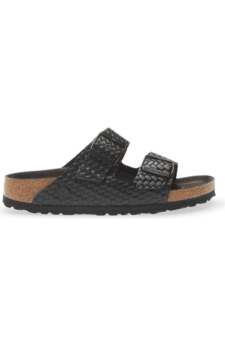 Birkenstock Arizona Woven Embossed Slide Sandal, Alternate, color, Black