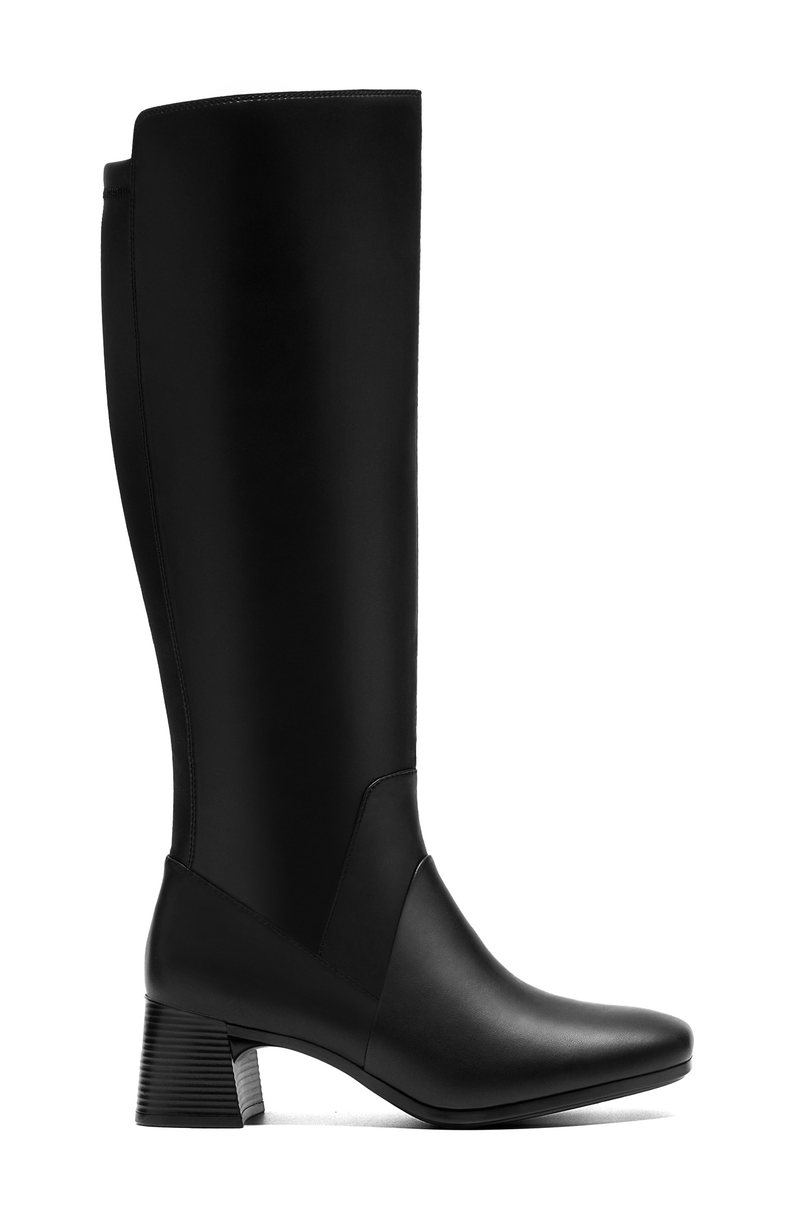 Marriann Chic Faux Leather Knee High Boot, Alternate, color, BLACK