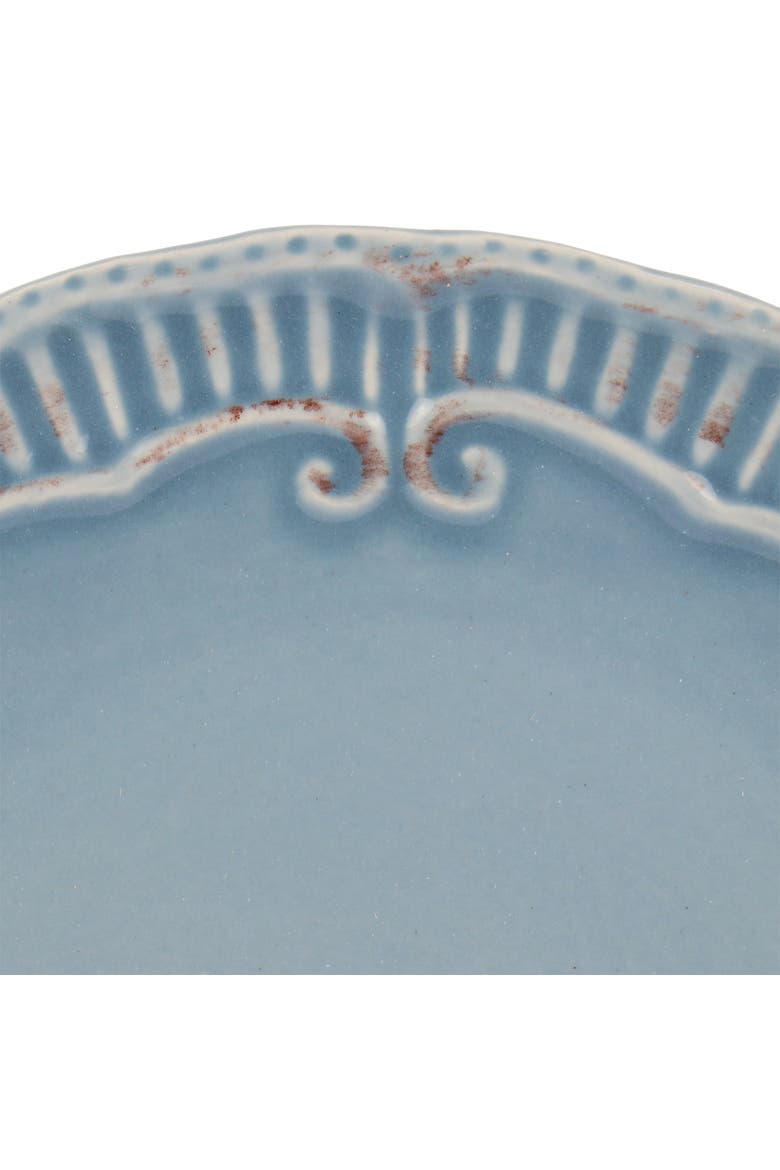 Capri 6 piece 11in Stoneware Embossed Dinner Plate Set, Alternate, color, Blue