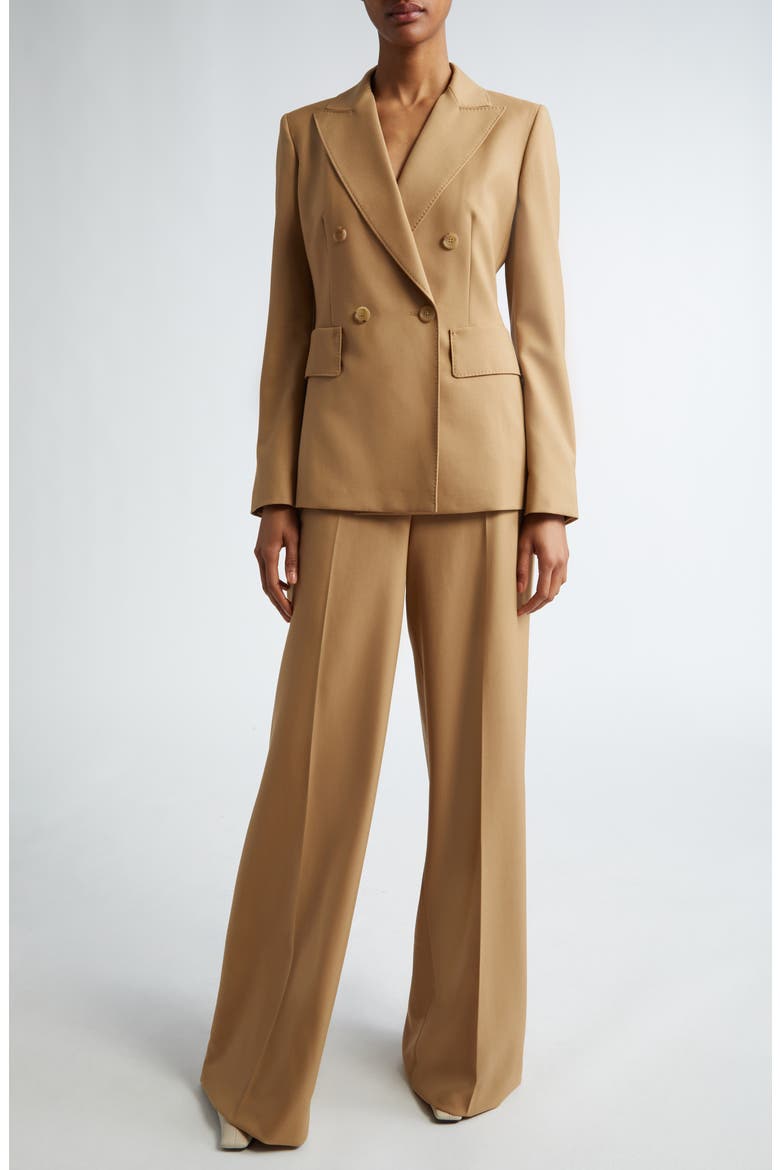 Osanna Double Breasted Twill Blazer, Alternate, color, HONEY