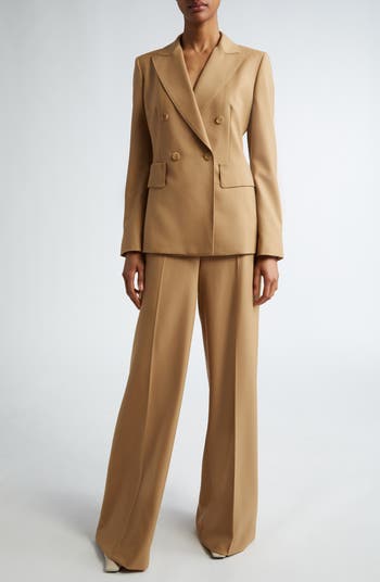 パンツ MAX MARA SAND WOOL ACINOSO WIDE-LEG PANT Wool canvas palazzo trousers, sand | Weekend Max Mara