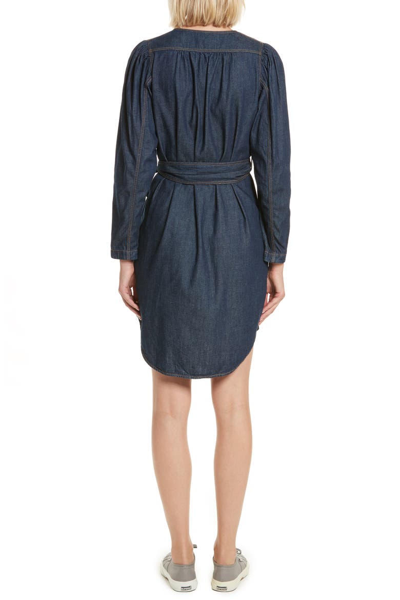 Belted Denim Dress, Alternate, color, DARK WASH