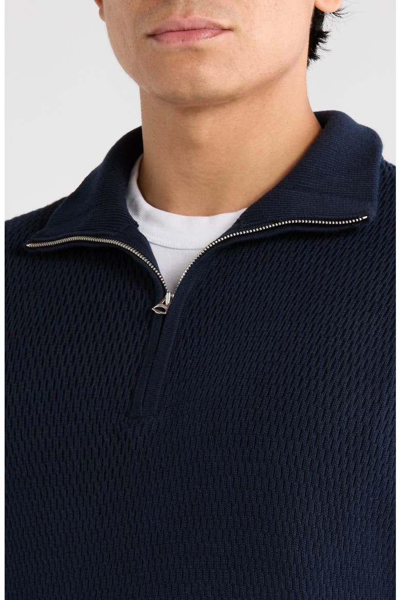 Danton Quarter Zip Cotton Sweater, Alternate, color, NAVY