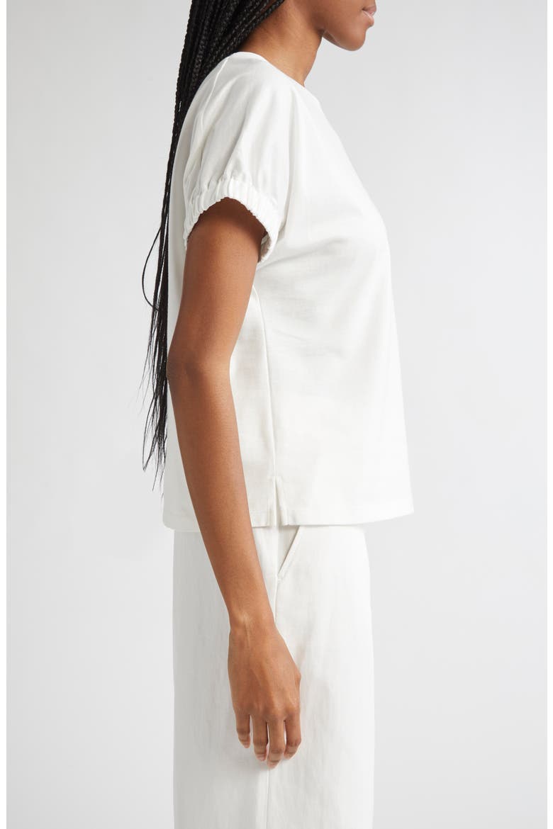 Gathered Cuff Cotton Jersey T-Shirt, Alternate, color, WHITE