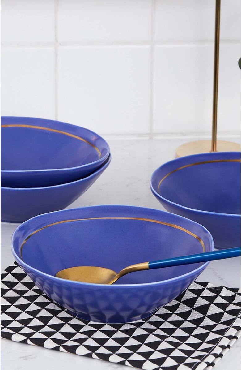 Stone Lain Clara Porcelain 16-Piece Dinnerware Set, Alternate, color, Blue