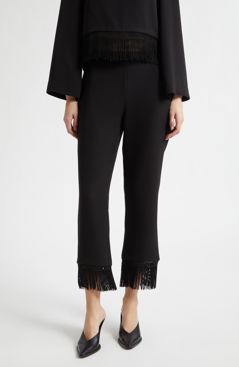 POSSE Bianca Fringe Trim Crop Pants, Main, color, Black