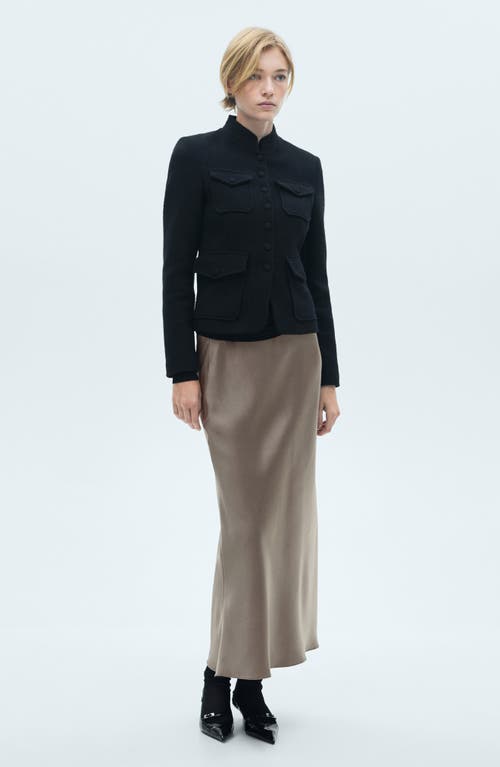 Shop Mango Satin Midi Skirt In Medium Brown