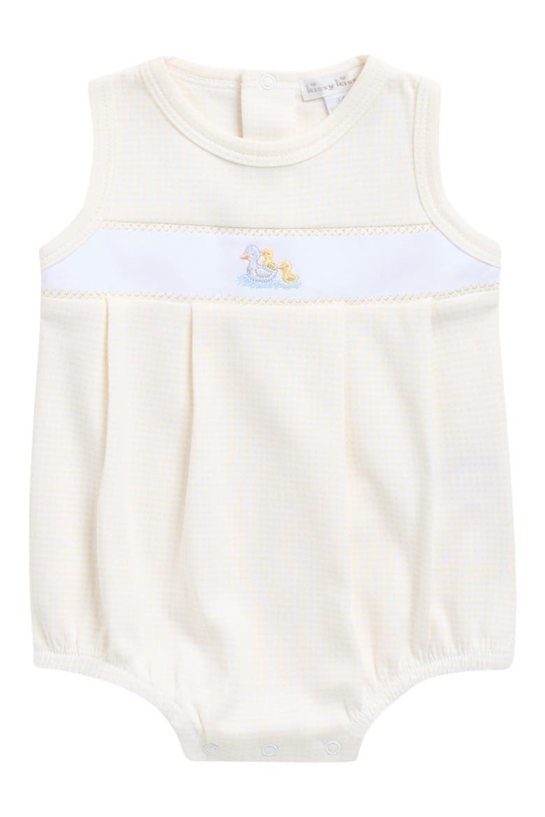 Bubble Duck Detail Pima Cotton Romper, Main, color, YELLOW