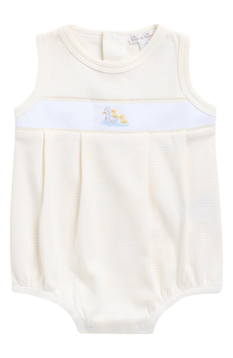 Kissy Kissy Bubble Duck Detail Pima Cotton Romper, Main, color, Yellow
