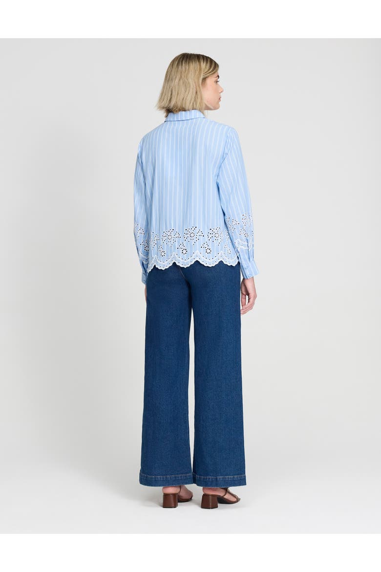 Sydnee Stripe Cotton Shirt, Alternate, color, Blue Stripe Emb