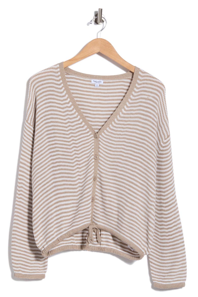 Brie Stripe Cardigan, Main, color, FAWN BEIGE STRIPE