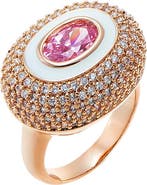 BY ADINA EDEN Pave Oval Encased Pink Stone Ring
