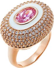 BY ADINA EDEN Pave Oval Encased Pink Stone Ring