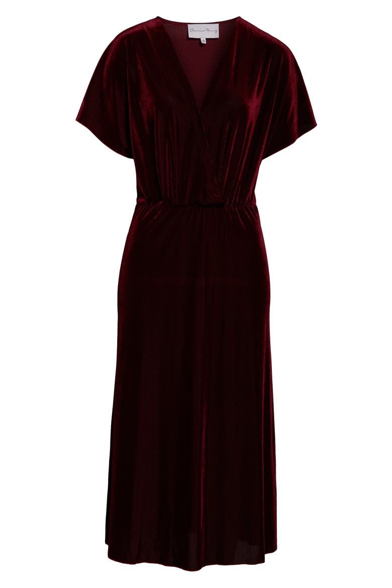 Texture Stripe Stretch Velvet Midi Dress, Alternate, color, EGGPLANT PURPLE